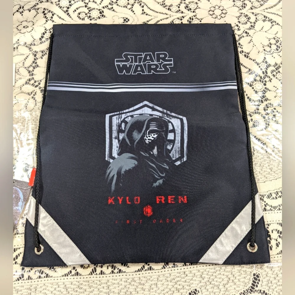 Disney Star Wars Black String Backpack Shoe Book Tote Gift Kylo Ren First Order